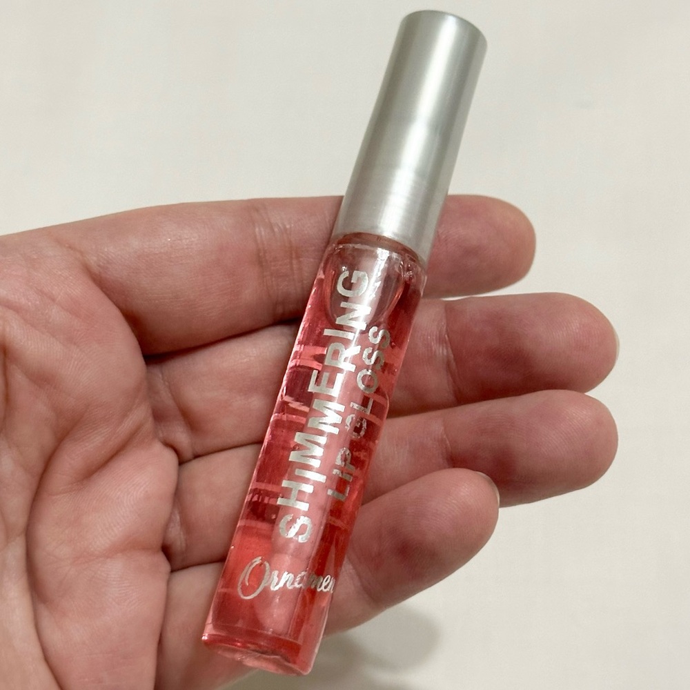 Ornaments Peppermint Shimmering Lip Gloss - Sheer Shiny Pink Flavored Lip Gloss